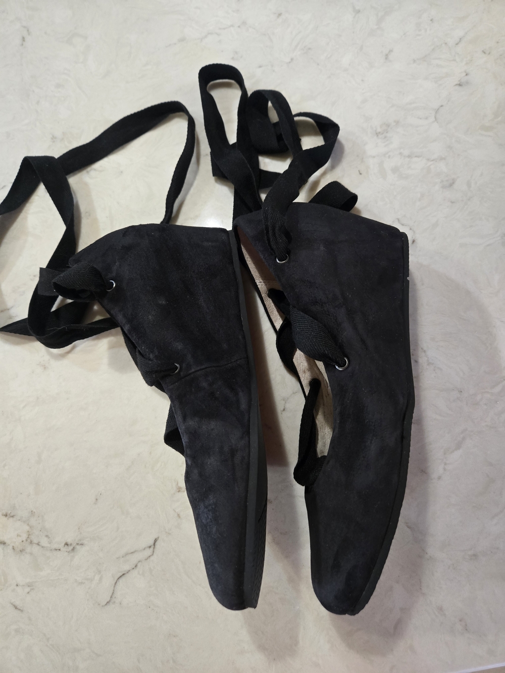 Pure DKNY Black Lace-Up Ballet Wedges 6.5 - Picture 3 of 9